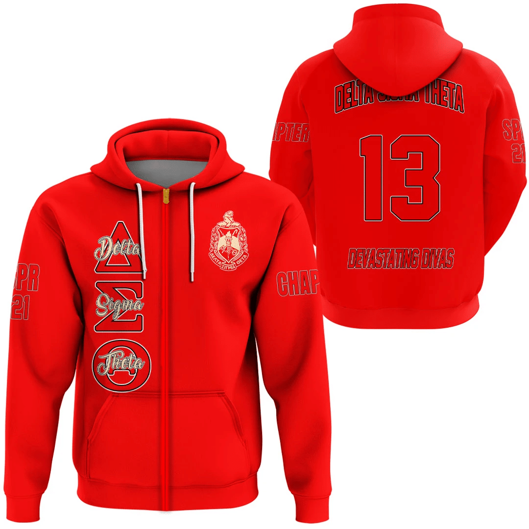 Sorority Hoodie – Personalized Delta Sigma Theta Red Zip Hoodie