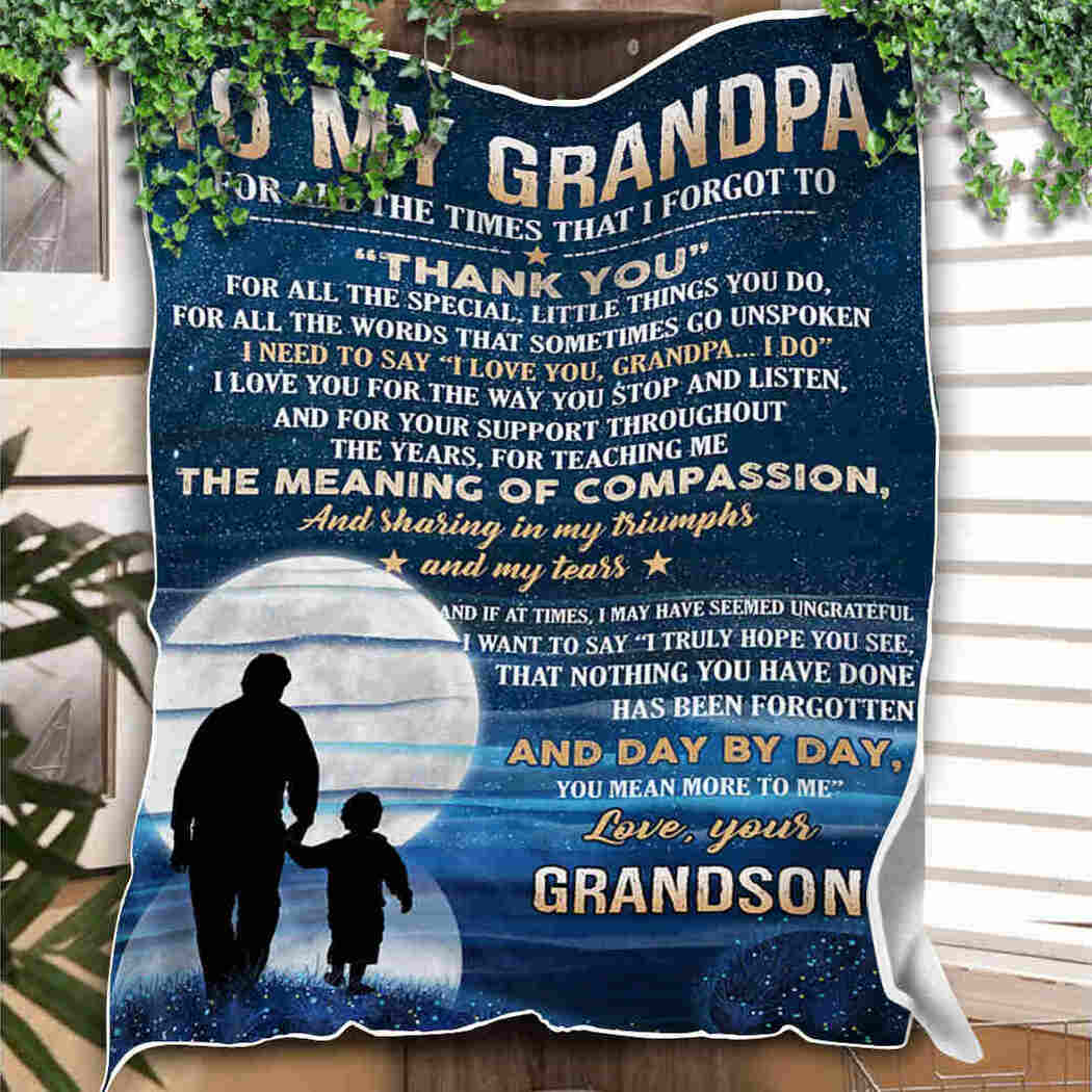 To My Grandpa You Mean More To Me Blanket Gift For Grandpa From Grandson Home Decor Bedding Couch Sofa Soft And Comfy Cozy