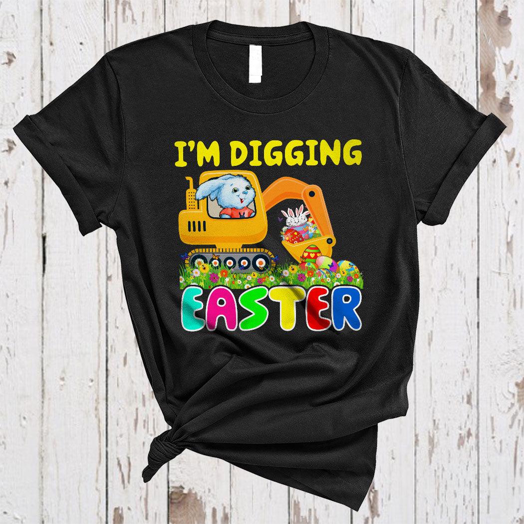 Digging Easter Cute Happy Easter Day Bunny Riding Crane Egg Hunting Lover Gifts T-Shirt