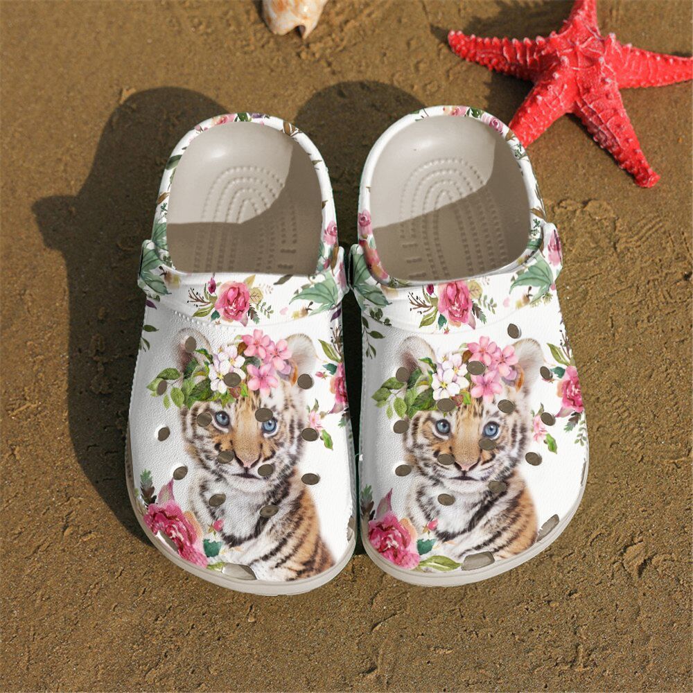 Tiger Personalized Clog, Custom Name, Text Floral Tiger, Fashion Style For Women, Men, Kid, Print 3D