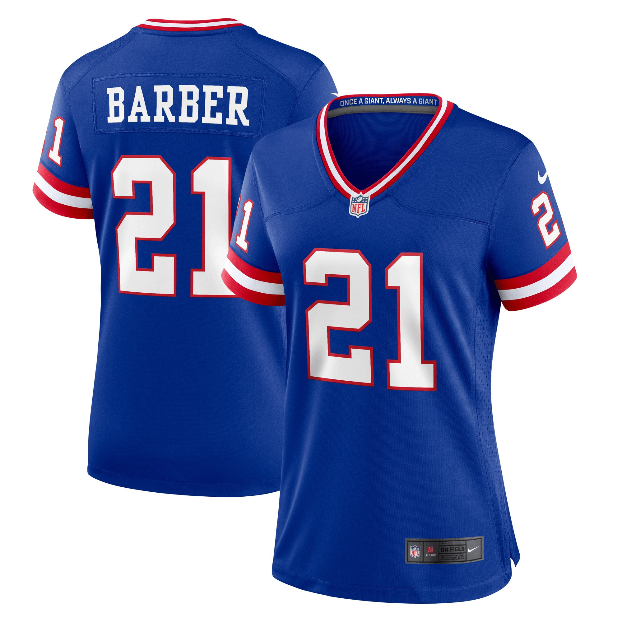 Tiki Barber New York Giants Womens Classic Retired Player Game Jersey – Royal NFL