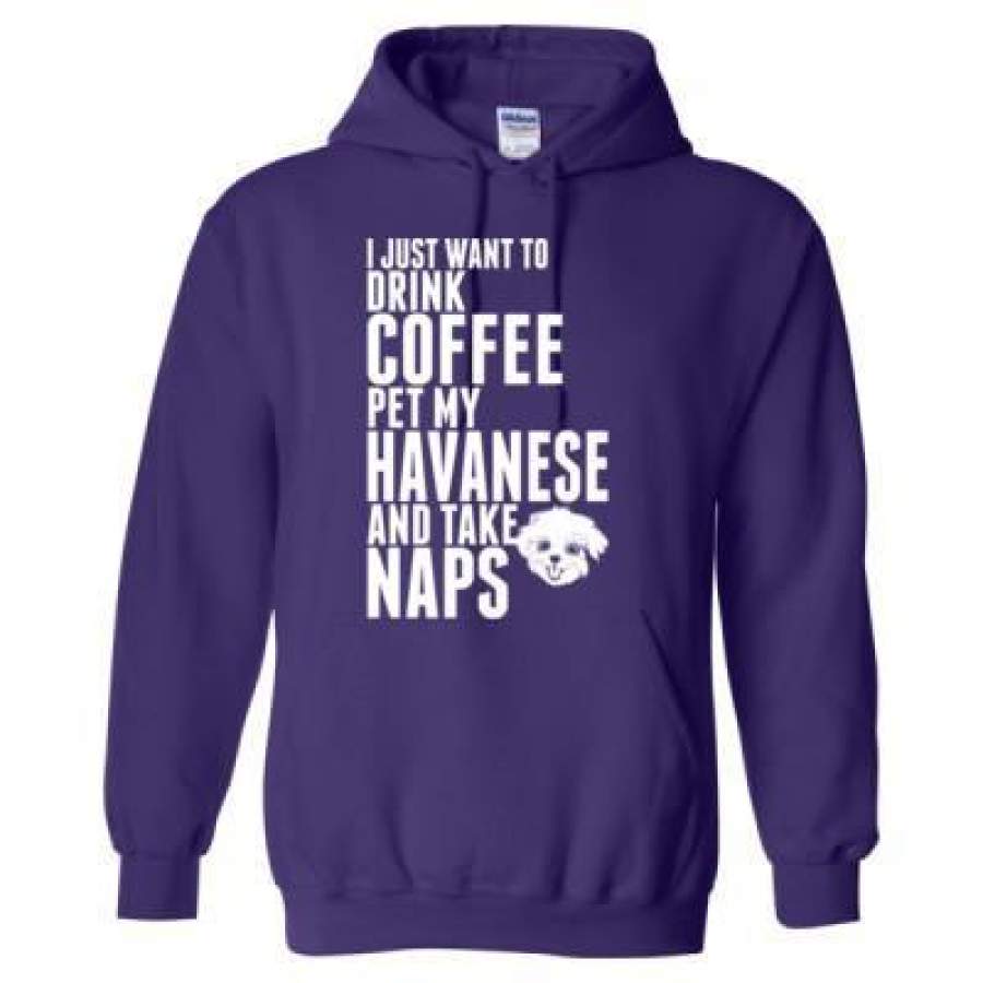 AGR Just Want To Drink Coffee Pet My Havanese Dog Take Naps – Heavy Blend™ Hooded Sweatshirt