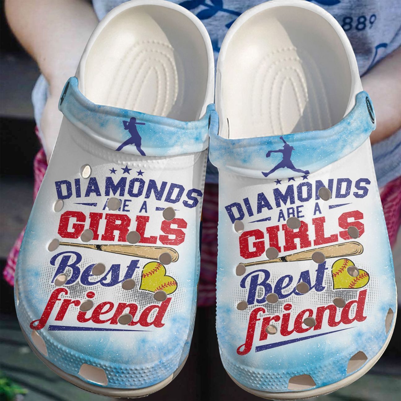 Softball Personalize Clog, Custom Name, Text, Fashion Style For Women, Men, Kid, Print 3D Diamonds Are Girls Best Friend