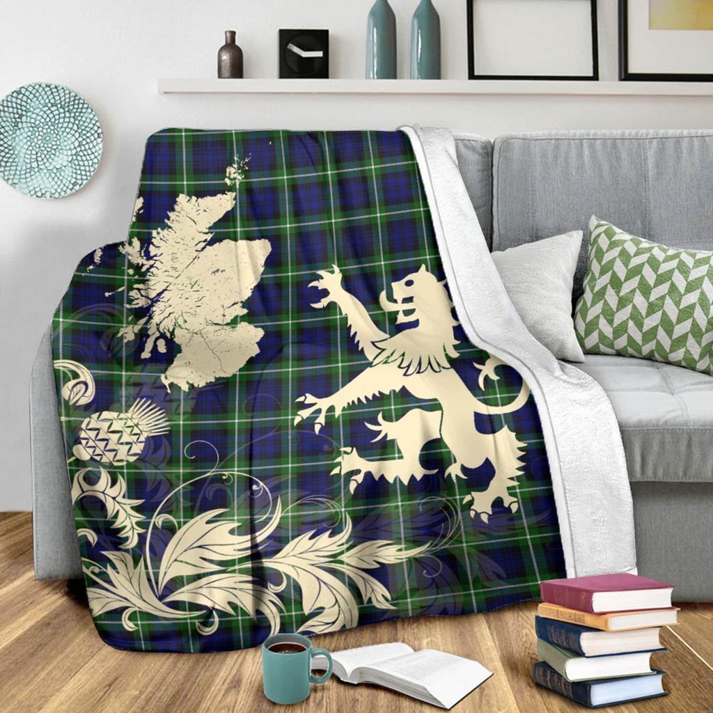 Tartan Blanket Lamont Modern Tartan Scotland Lion Thistle Map Plaid Blanket