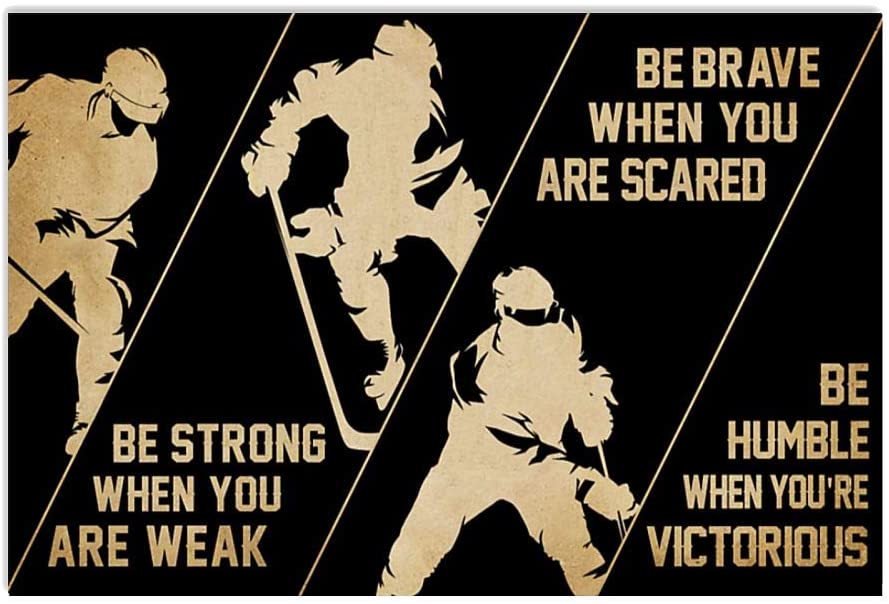 Vintage Hockey Strong When You Are Weak Be Brave Poster Art Print      Home Decor Gift For Men Women Family Friend On Birthday Xmas