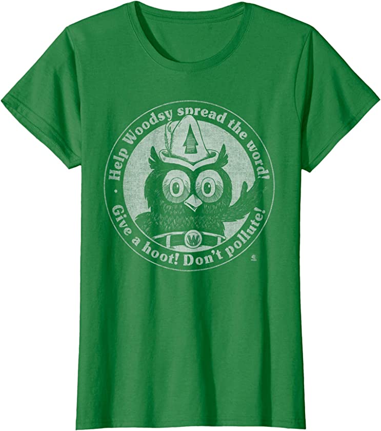 Womens Woodsy Owl Give a Hoot Don’t Pollute Faded Vintage T-Shirt