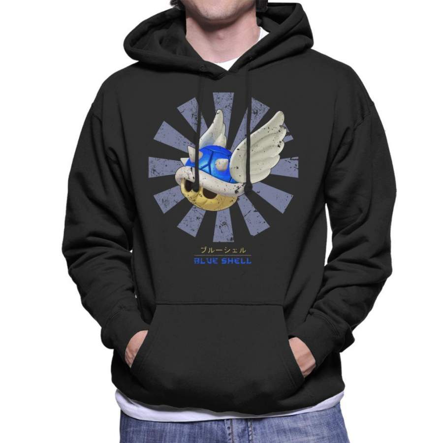 Blue Shell Retro Japanese Mario Men’s Hooded Sweatshirt