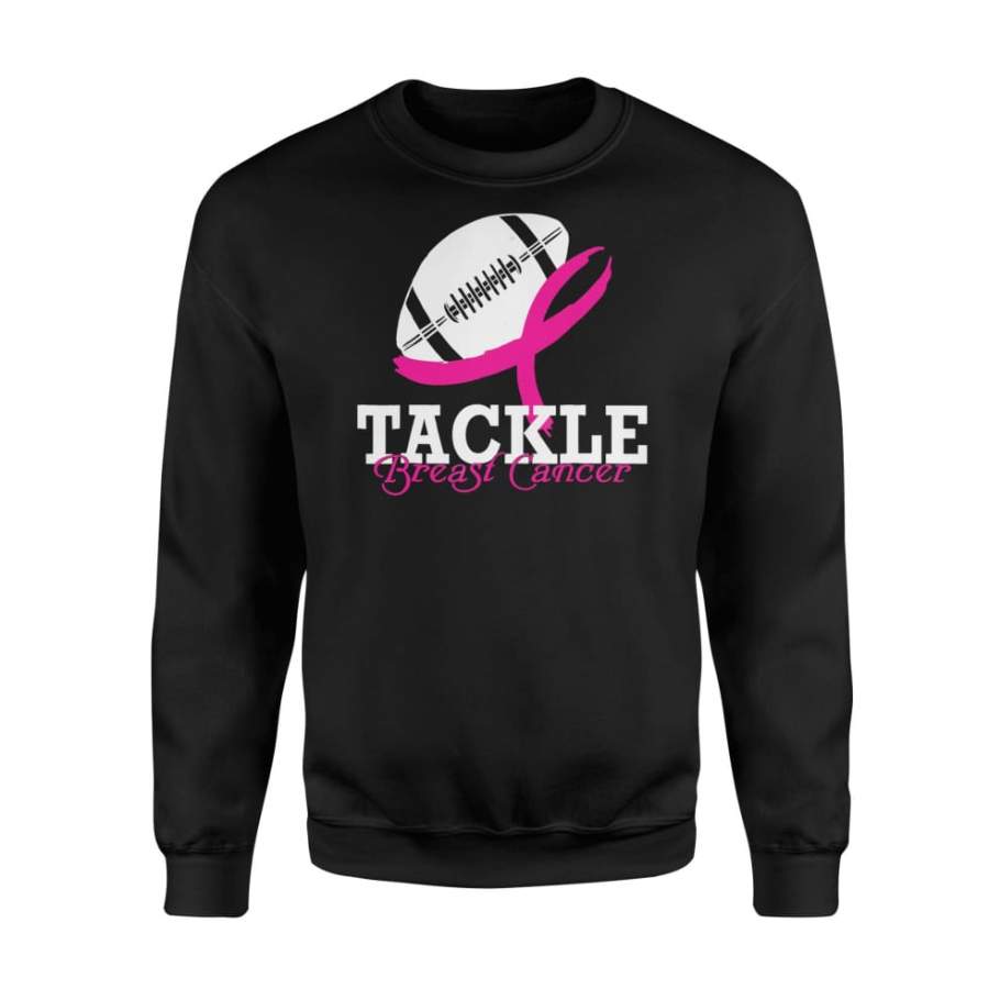 Tackle Breast Cancer Shirt Football Survivor Pink Ribbon Gift Shirt For Men Women – Standard Fleece Sweatshirt