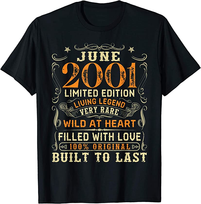 Vintage June 2001 Awesome 20 Yrs Old 20th Birthday Gift T-Shirt