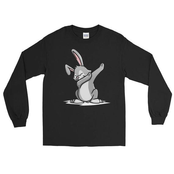 Cute Dabbing Rabbit Pet Long Sleeve T Shirt Funny Dab Dance Gift