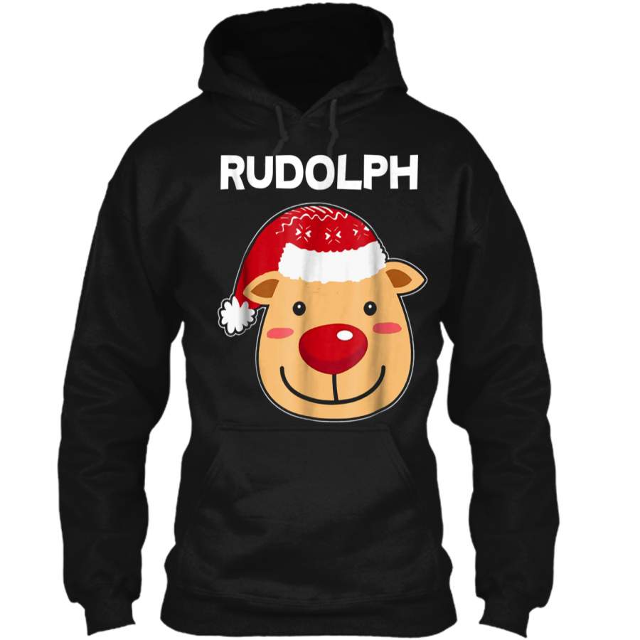 Santa Reindeer Rudolph  Matching Christmas PJs  Pullover Hoodie 8 oz