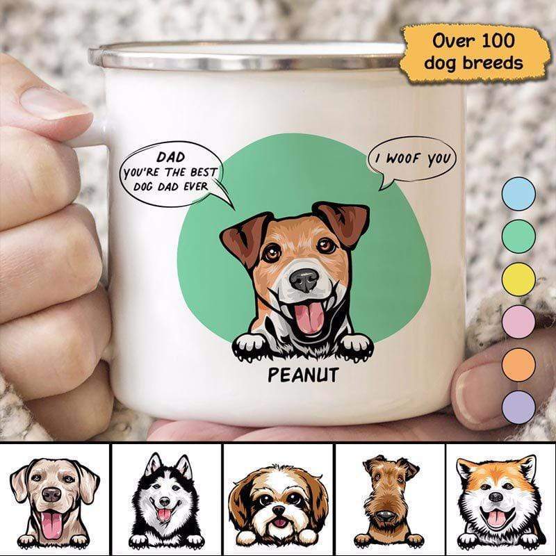 Peeking Dog Text Box Personalized Campfire Mug