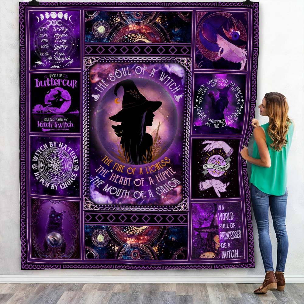 The Soul Of A Witch Halloween Fleece Sherpa Blanket, Witch Halloween Gift Blanket