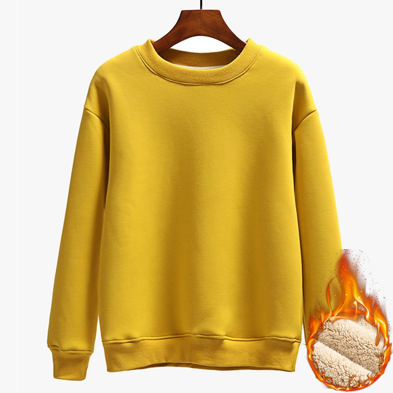 Winter Thicken Lambwool Sweatshirt Women’s Casual Loose Basic Fleece Lined Sudaderas Korean Warm Tops O-neck Streetwear Pullover alx