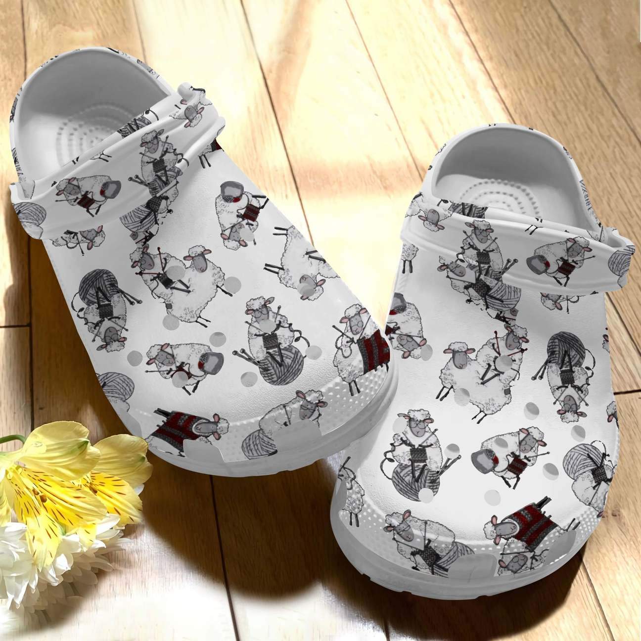 Sheep Personalize Clog, Custom Name, Text, Fashion Style For Women, Men, Kid, Print 3D Whitesole 5 Styles Knitting Sheep