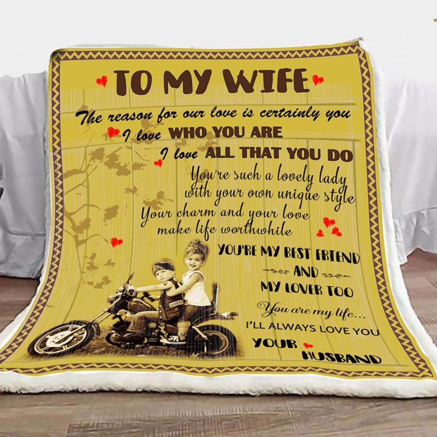 Husband to wife – I love who you are and all that you do biker blanket – GST