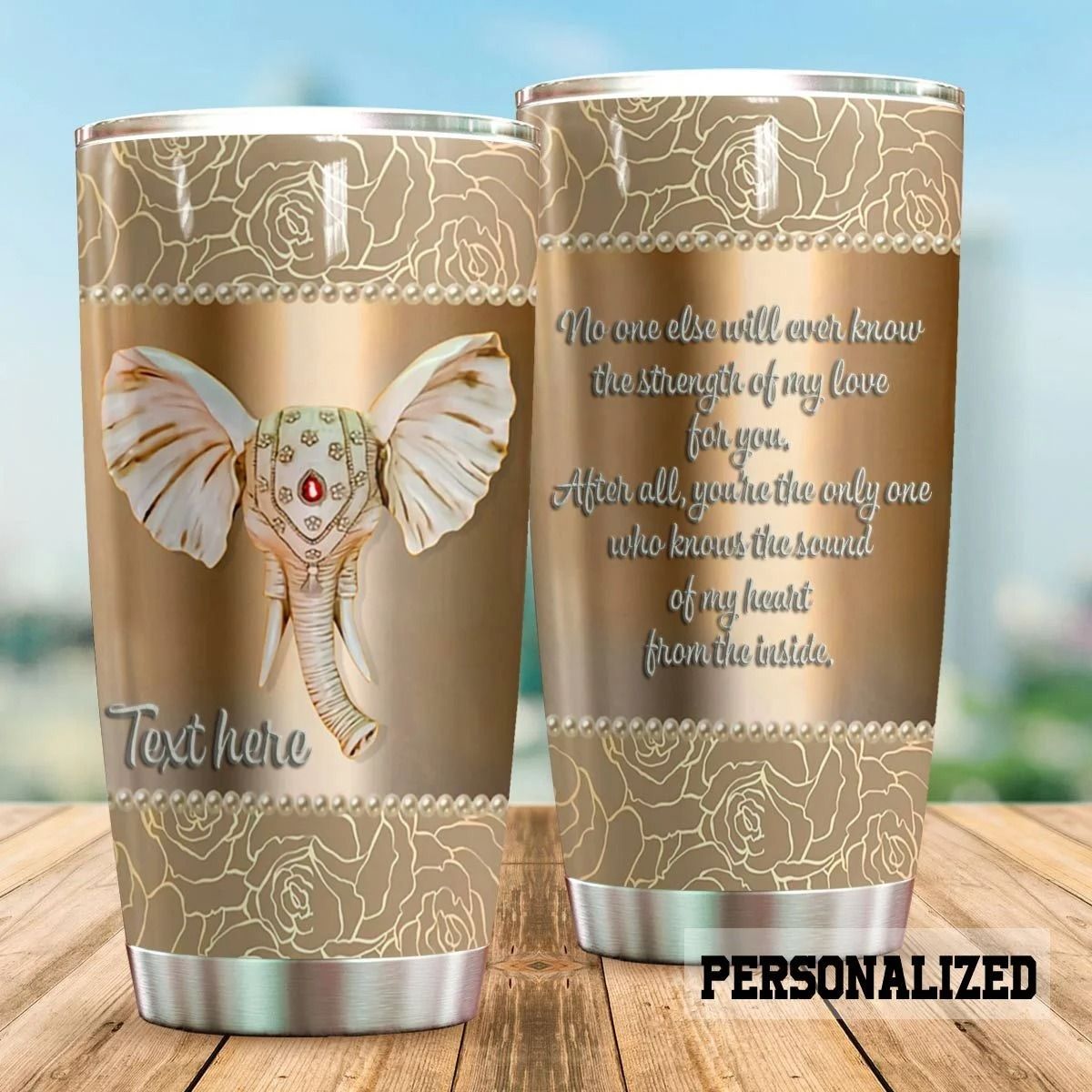 67KKANM-ELEPHANT TUMBLER PERSONALIZED NO ONE KNOWS