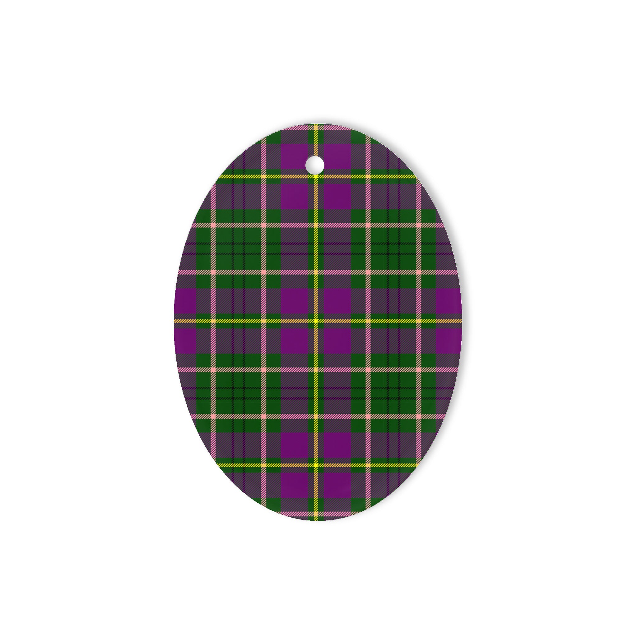 Taylor Tartan Oval Ornaments, Christmas Tree Ornament, Plaid Christmas Ornaments, Ceramic Oval Christmas Tree Decoration