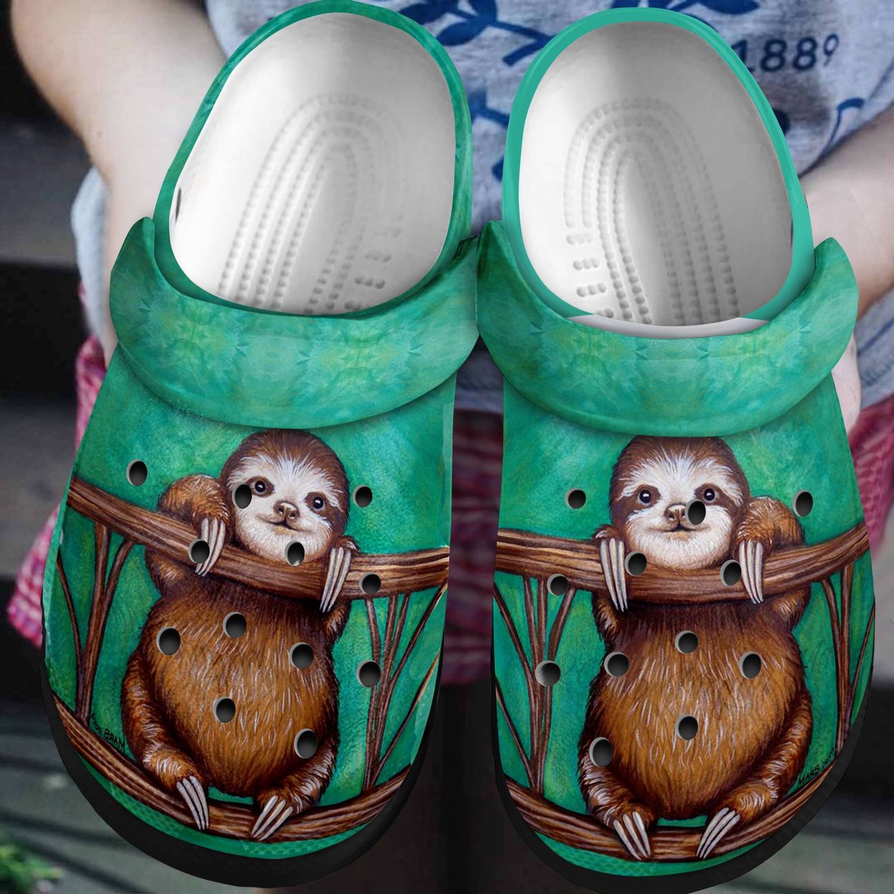 Sloth Personalized Clog, Custom Name, Text, Color, Number Fashion Style For Women, Men, Kid, Print 3D Brown Sloth