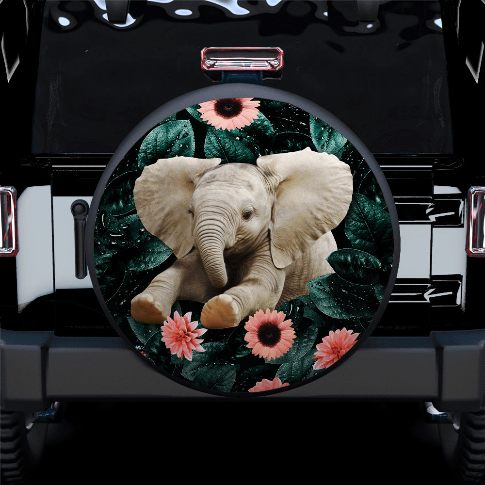 Baby Elephant Flower Car Spare Tire Covers Gift For Campers