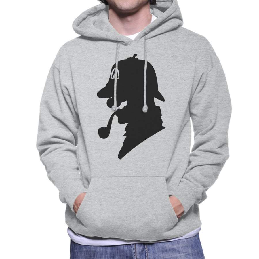 Super Mario Holmes Sherlock Silhouette Men’s Hooded Sweatshirt