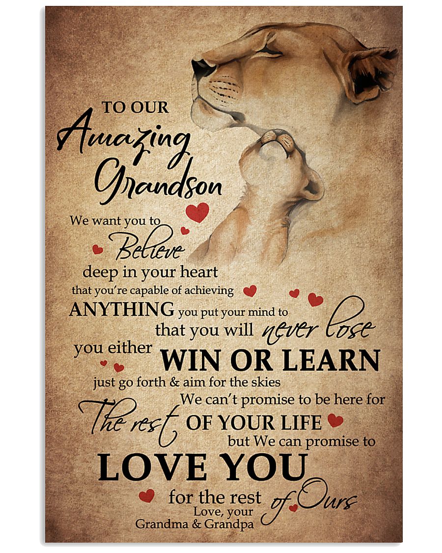 To Our Amazing Grandson Portrait Canvas & Poster – We Want You To Belive Deep In Your Heart Gift For Grandson From Grandma & Grandpa Birthday Gift Home Decor Wall Art Visual Art