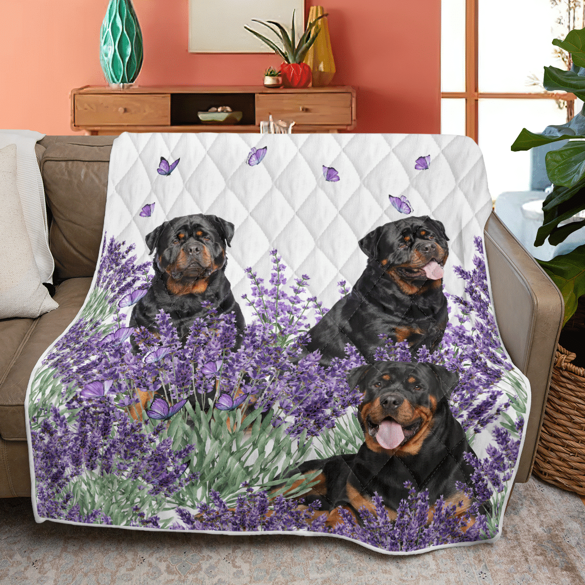 Rottweiler Lavender Quilt – Blanket