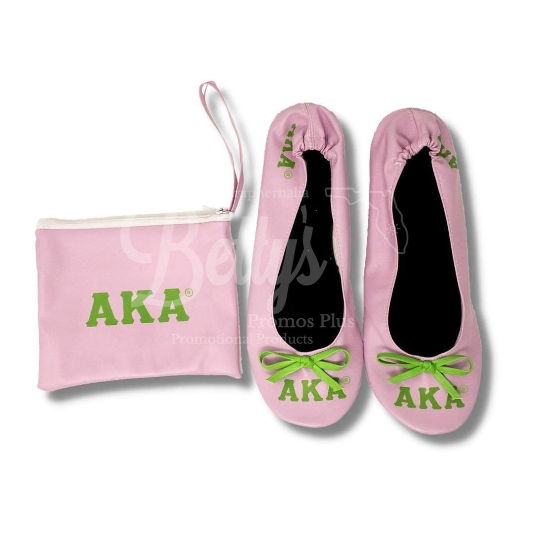 Alpha Kappa Alpha Aka Printed Ballet Flats, Shoes, Ballet Slipper Flats, Foldable Flats With Carrying Case