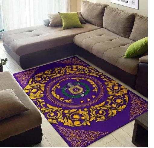 Omega Psi Phi 1911 Fraternity Inc Crest Flower Mandala Pattern Rug