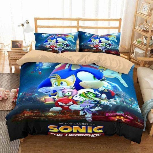 3D Sonic The Hedgehog Movie Duvet Cover Bedding Set