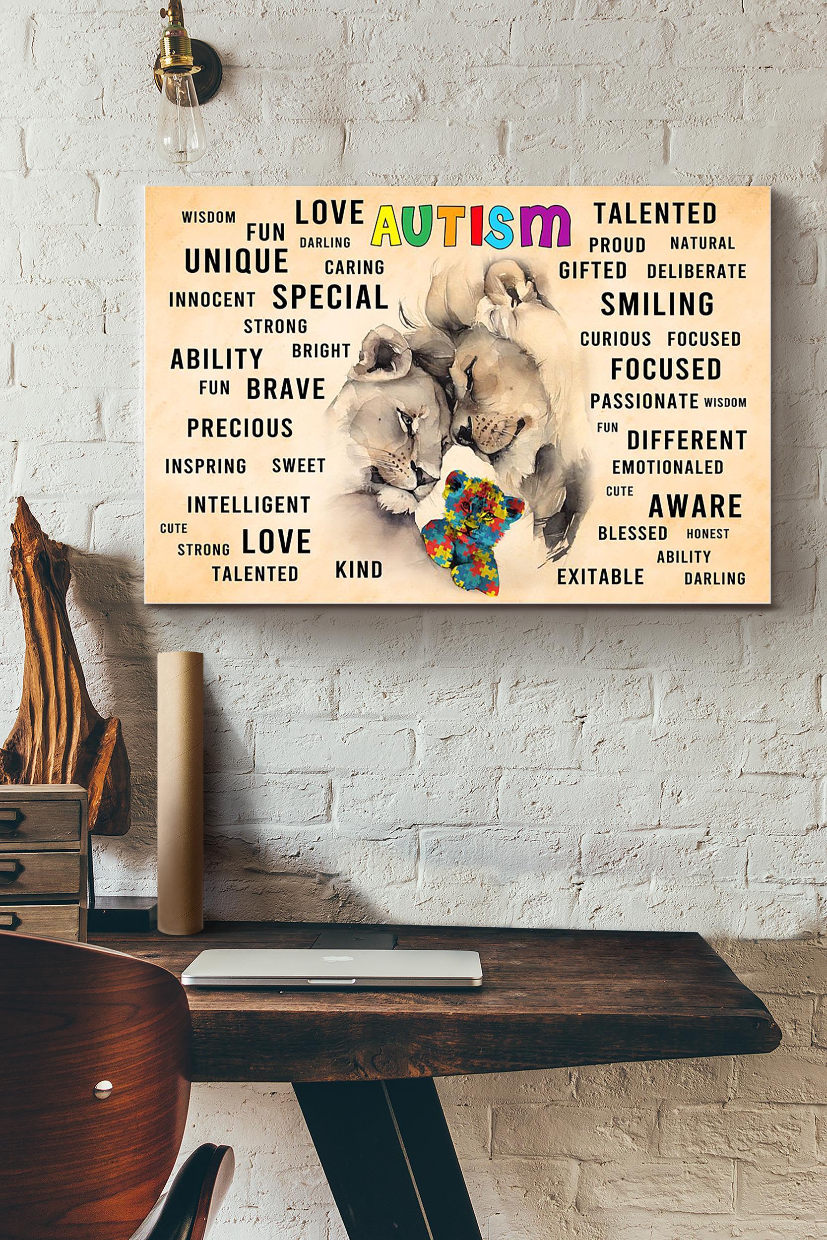 Autism Lion Teddy Bear Poster