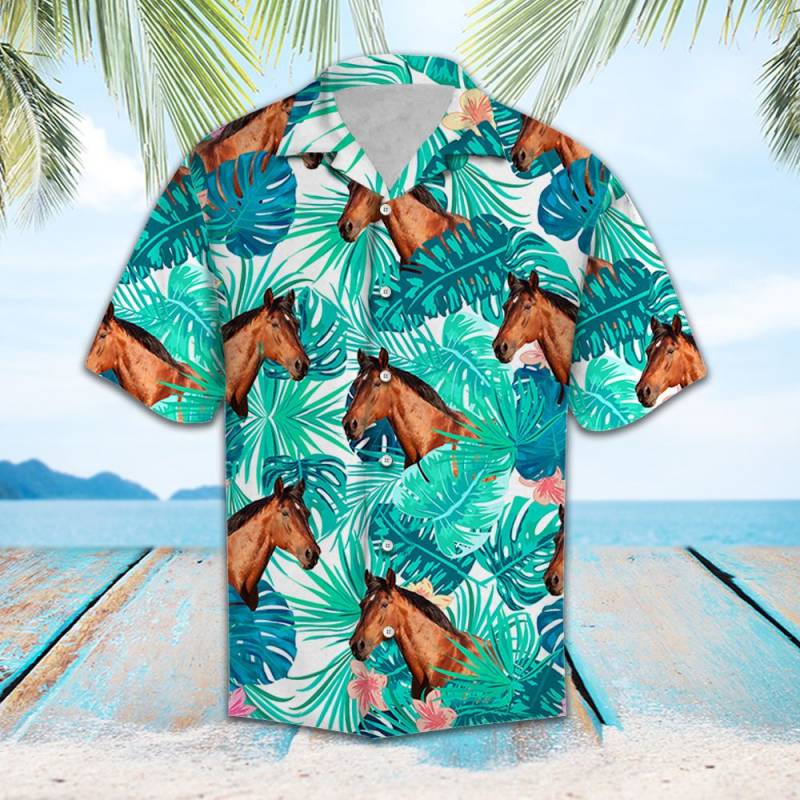 Tropical Leaf And Horse Hawaiian Shirt Ha40669