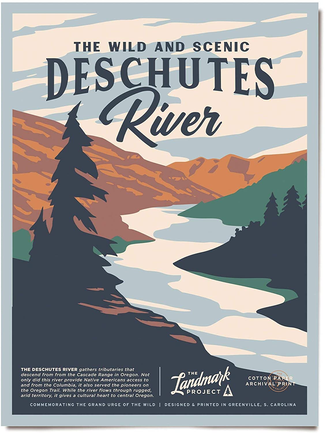 Travel To The Wild And Scenic Deschutes River Columbia Poster Art Print      Home Decor Gift For Men Women Family Friend On Birthday, Xmas