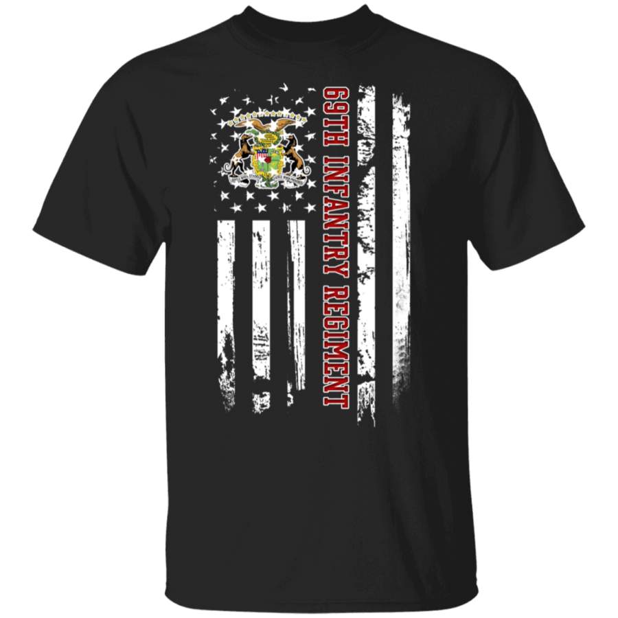 69th Infantry Regiment Veteran American Flag Father’s Day Veteran’s Day Tshirt