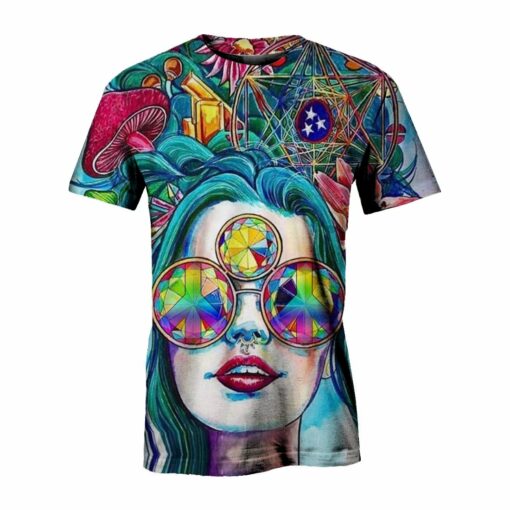 Hippie Beautiful Woman With Kaleidoscope 3D All Over Printed Shirts For Men And Women, Gift For Hippie Lover, Hippie Soul