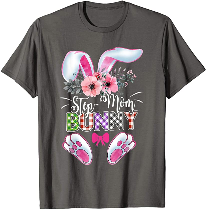 Step-Mom Bunny Plaid Shirt Happy Easter Day T-Shirt