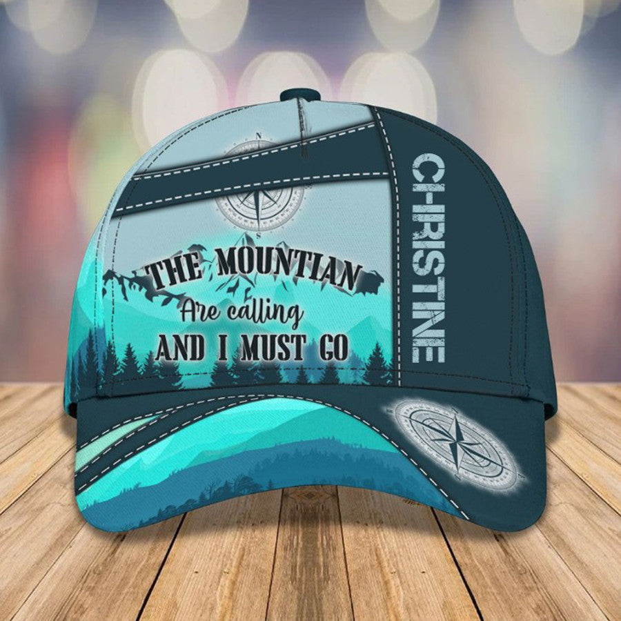 The Mountain Are Calling And I Must Go 3D All Over Printed Baseball Cap For Hiking Lovers, Hiking Hat For Boy & Girl