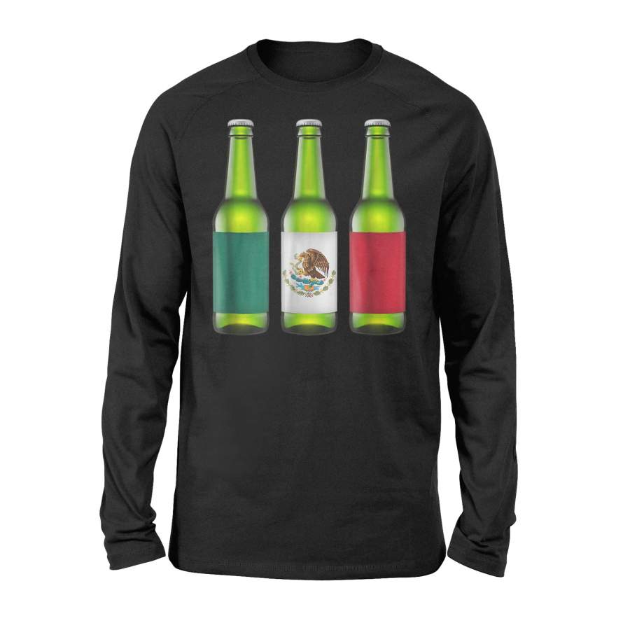 Awesome Beer Bottles Mexico W Mexican Flag Long Sleeve T-Shirt