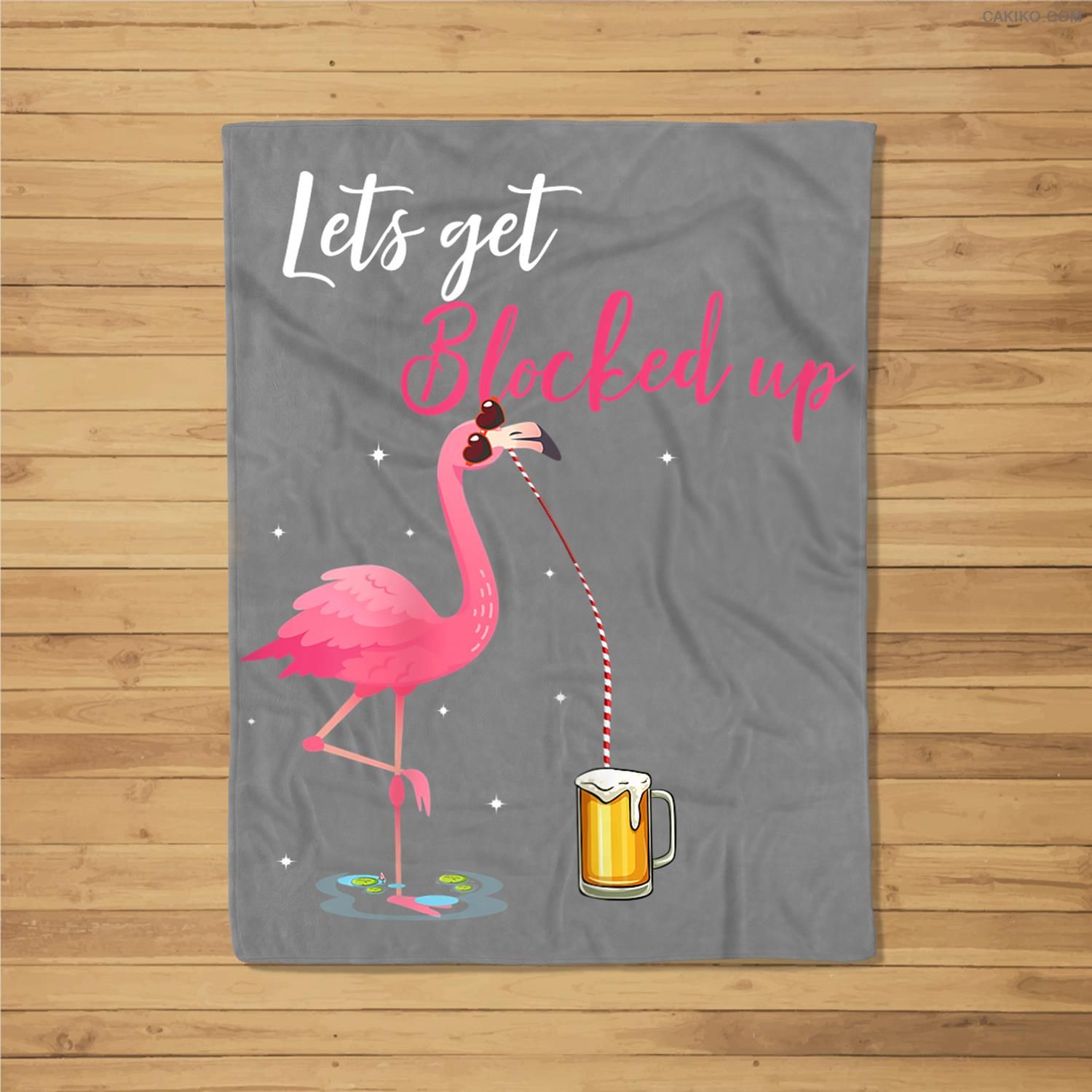 Womens Let’S Get Flocked Up Flamingo Drinking Beer Party Fleece Blanket
