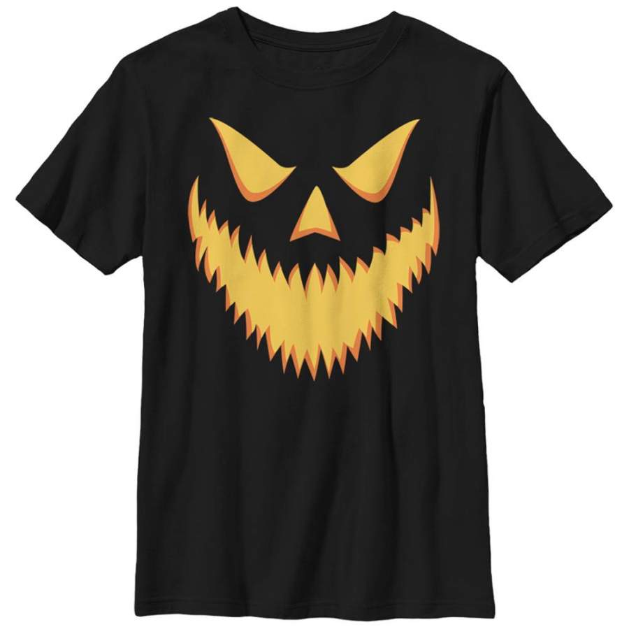 Lost Gods Boy’s Halloween Jack-o’-Lantern Grin  T Shirt Black S