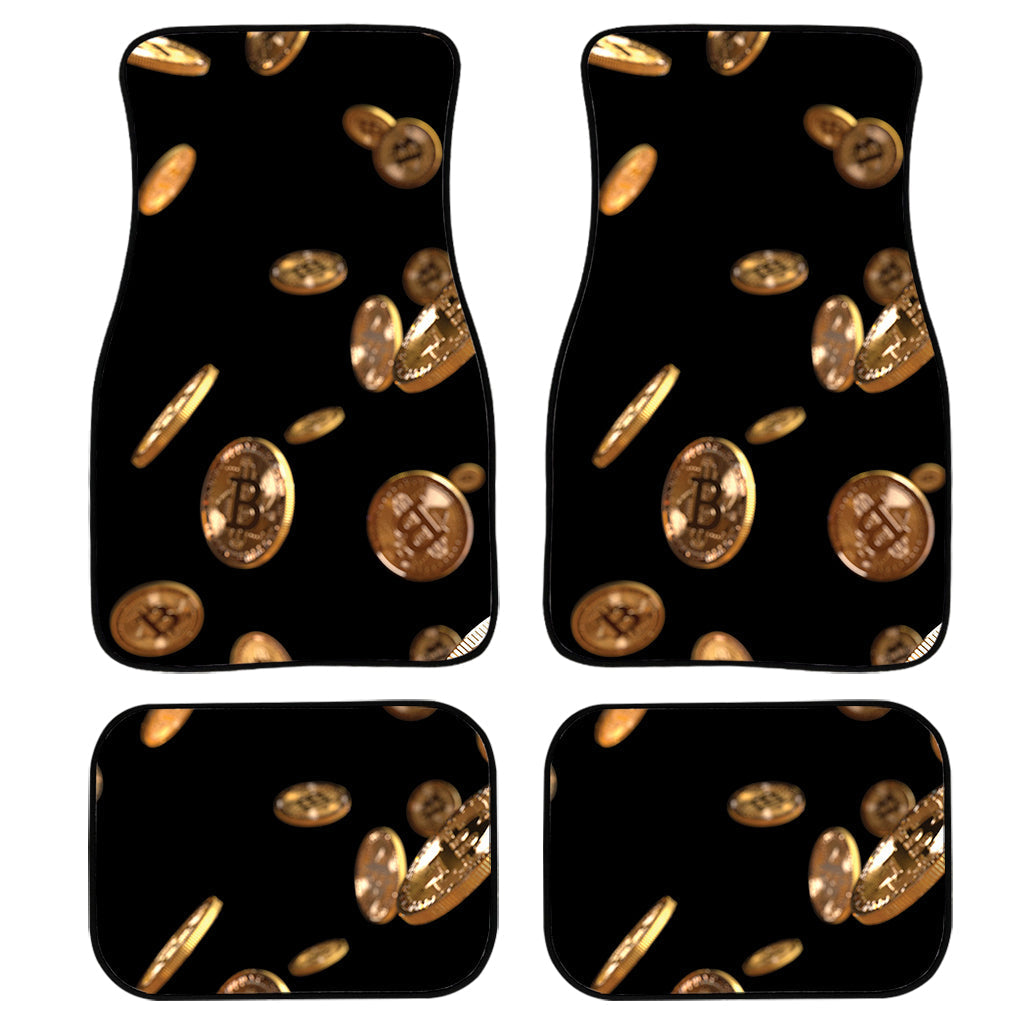 Falling Bitcoin Print Front And Back Car Floor Mats, Front Car Mat