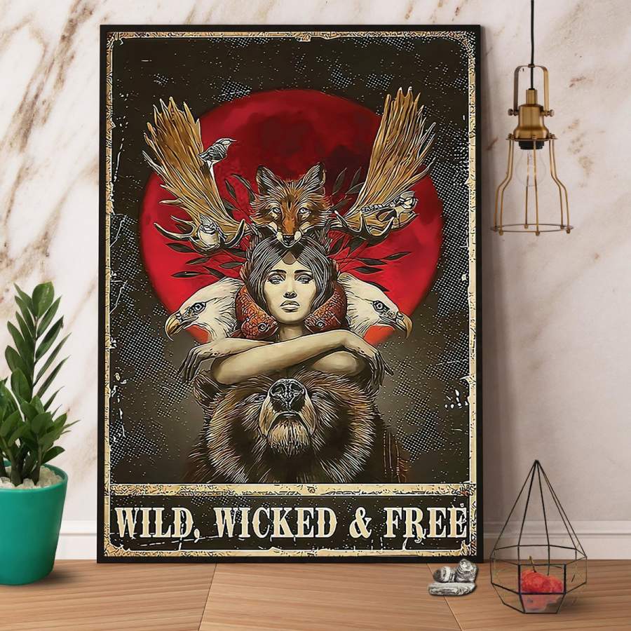 Aboriginal and love animals wlid wicked & free paper poster no frame/ wrapped canvas wall decor full size