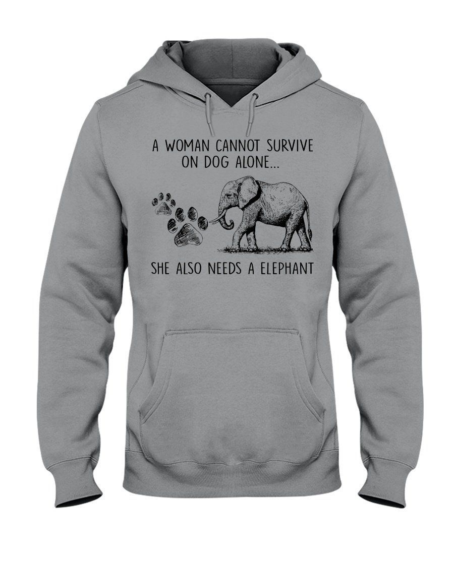 A Woman Can’T Survive In Dog Alone Also Needs A Elephant Trending Hoodie