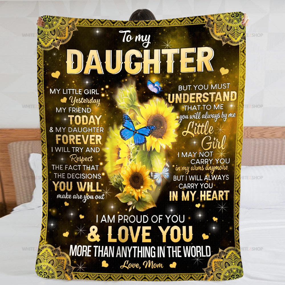 Flower Mom To My Daughter My Little Girl Yesterday, My Friend Today & My Daughter Forever- Sherpa Blanket