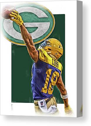 Randall Cobb Green Bay Packers Oil Art 2 Joe Hamilton Canvas Print