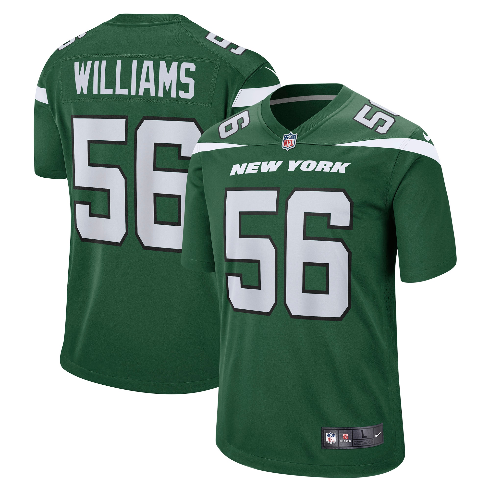 Men’s New York Jets Quincy Williams Gotham Green Game Jersey