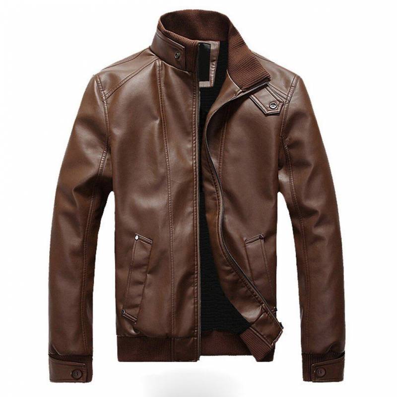 Leather Motorcycle Zipper Long Sleeve Jacket – Theres Store