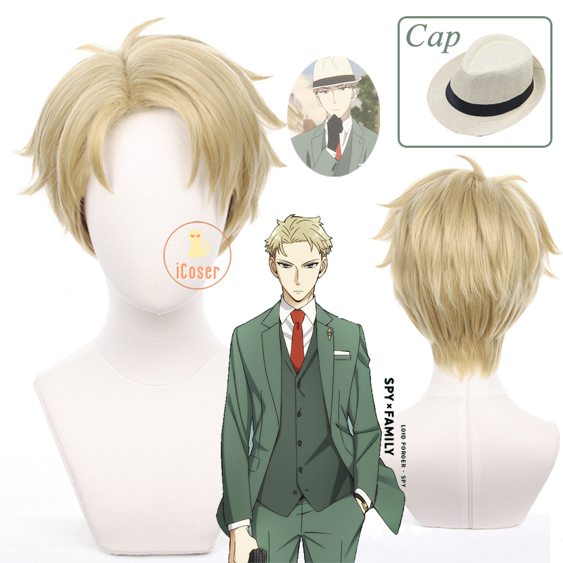 Anime Spy X Family Loid Forger Cosplay Wig Cap Light Blond Short Hair Twilight Anya Forger Father Accessory Halloween Party Prop alx