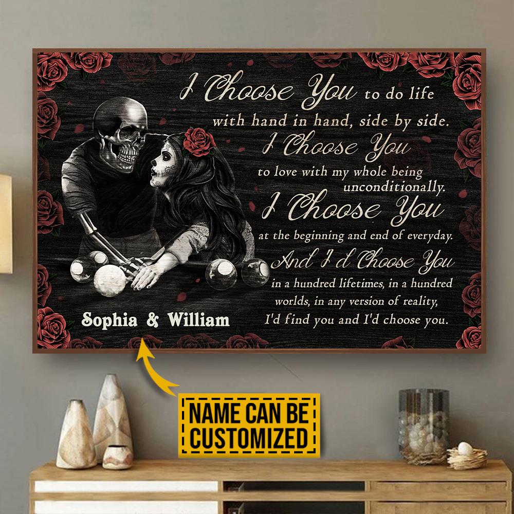 Personalized Canvas, Custom Canvas Prints Billiard Skeleton I Choose You Customized Poster Print, Canvas Poster Wall Art, Canvas Print Wall Decor