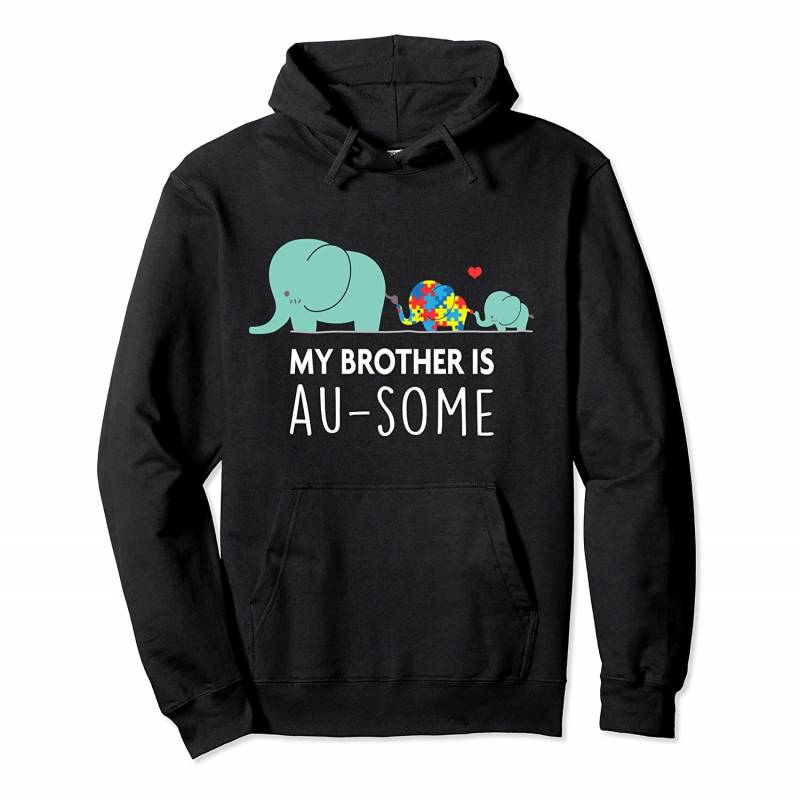 Autism Awareness Shirt My Brother is AU-SOME Elephant TShirt Pullover Hoodie